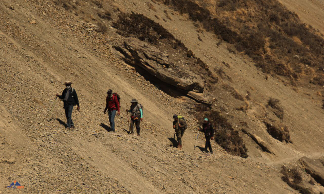 Landslide area in Annapurna Circuit Trail