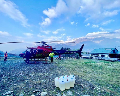 Helicopter At Lukla