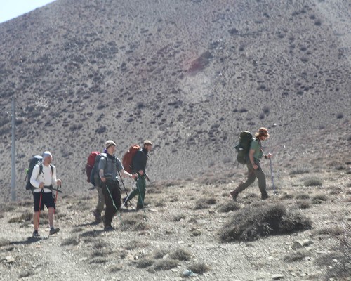 Trekkers In Lower Mustang Route